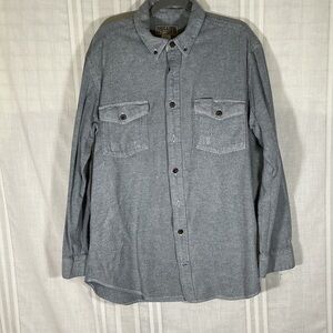 Duluth Trading Co. Light Heather Gray Long-Sleeve Button Shirt